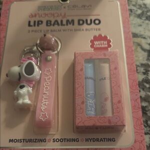 Peanuts Snoopy Lip Balm Set with Charm - Pink and Blue